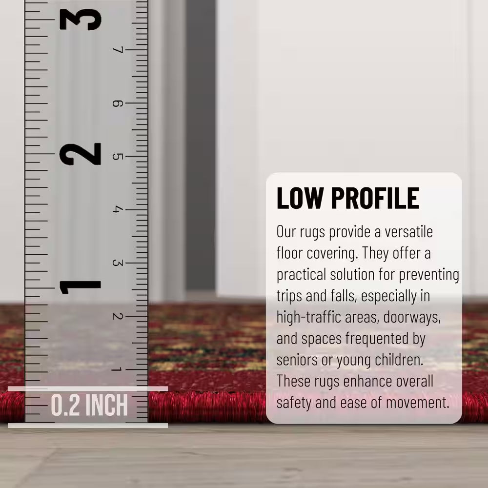 Ottohome Collection Non-Slip Rubberback Medallion Oriental Design 3X5 Indoor Area Rug, 3 Ft. 3 In. X 5 Ft., Dark Red