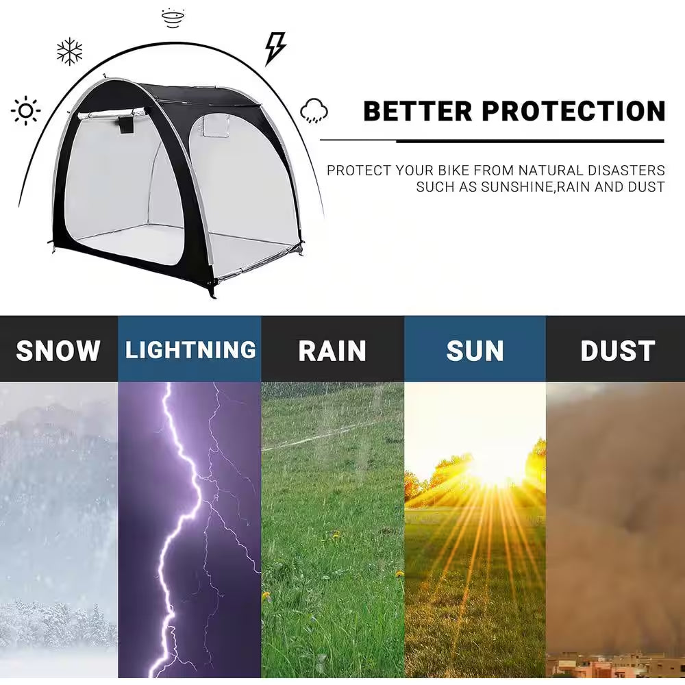 Bike Storage Shed Tent 6.9 Ft. X 4.9 Ft. Portable Foldable Outdoor Bicycle Cover Shelter with Double Doors for 3-4 Bikes