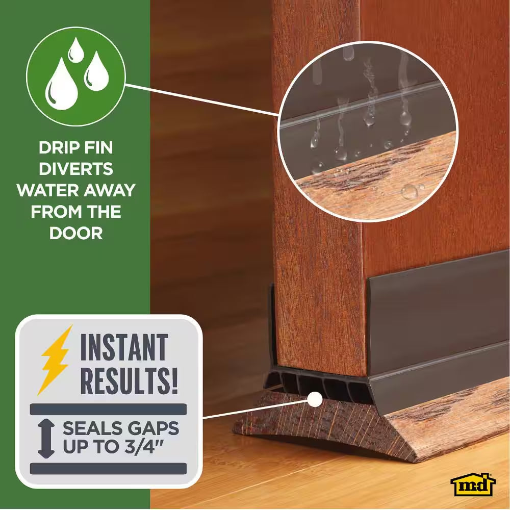 36 In. Brown Vinyl U-Shape Deny Slide-On under Door Seal
