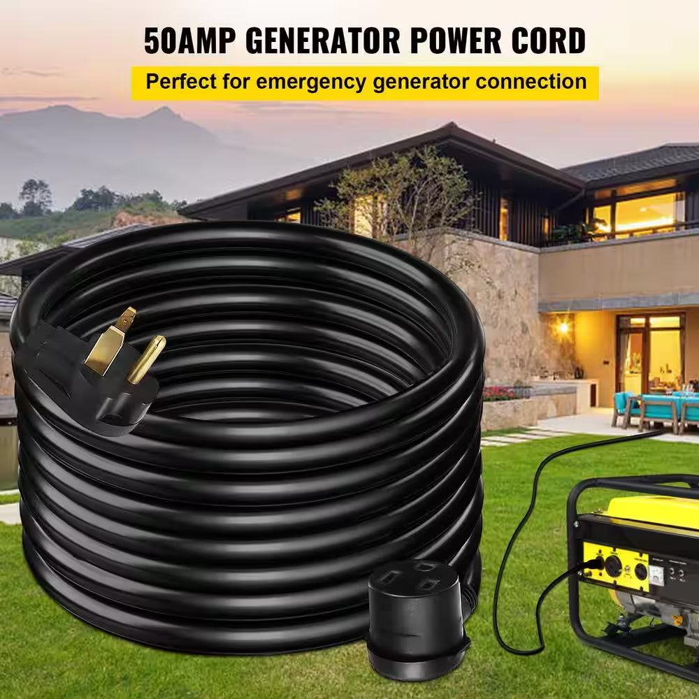50 Ft. Heavy-Duty Outdoor 30 Amp 250-Volt Power Extension Generator Extension Cord for Welding Machines ETL Approved