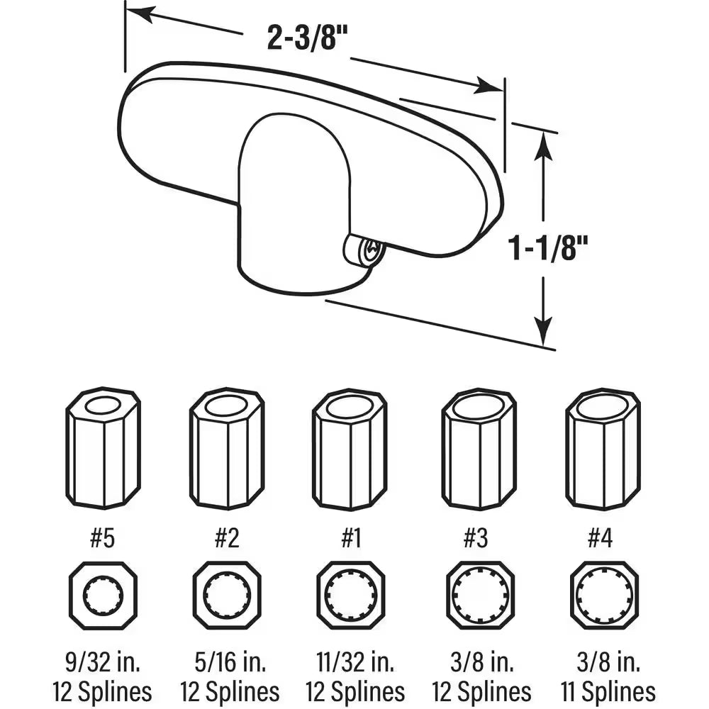 Universal, Aluminum Tee-Crank Casement Window Handle (2-Pack)
