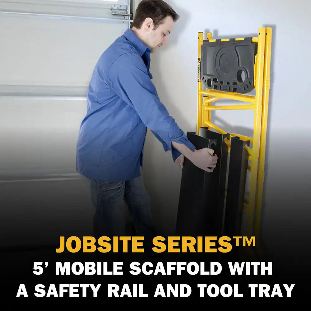 Jobsite Series 3.3 Ft. L X 6.3 Ft. H X 2.6 Ft. D Scaffold Work Platform with Safety Rail and Tool Tray, 900 Lb. Capacity