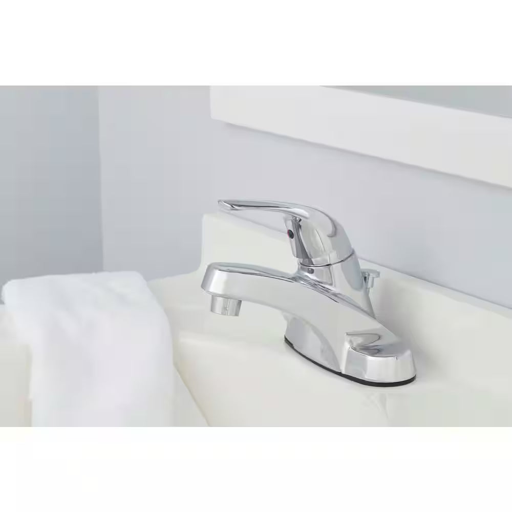 Aragon 4 In. Centerset Single-Handle Low-Arc Bathroom Faucet in Polished Chrome