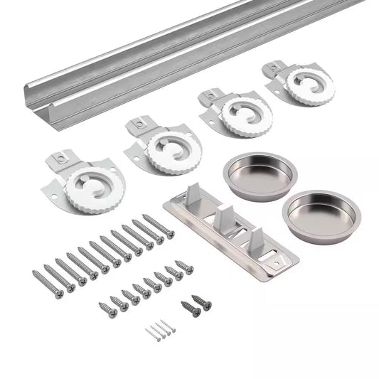 60 In. (1520 Mm) Bypass Sliding 2 Door Complete Hardware Kit with Zinc Track