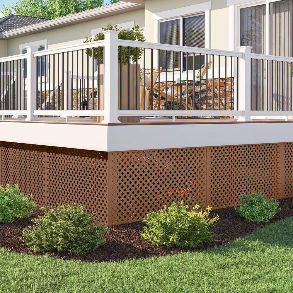 4 Ft. X 8 Ft. California Redwood Privacy Diamond Vinyl Lattice Panel - Solid Border