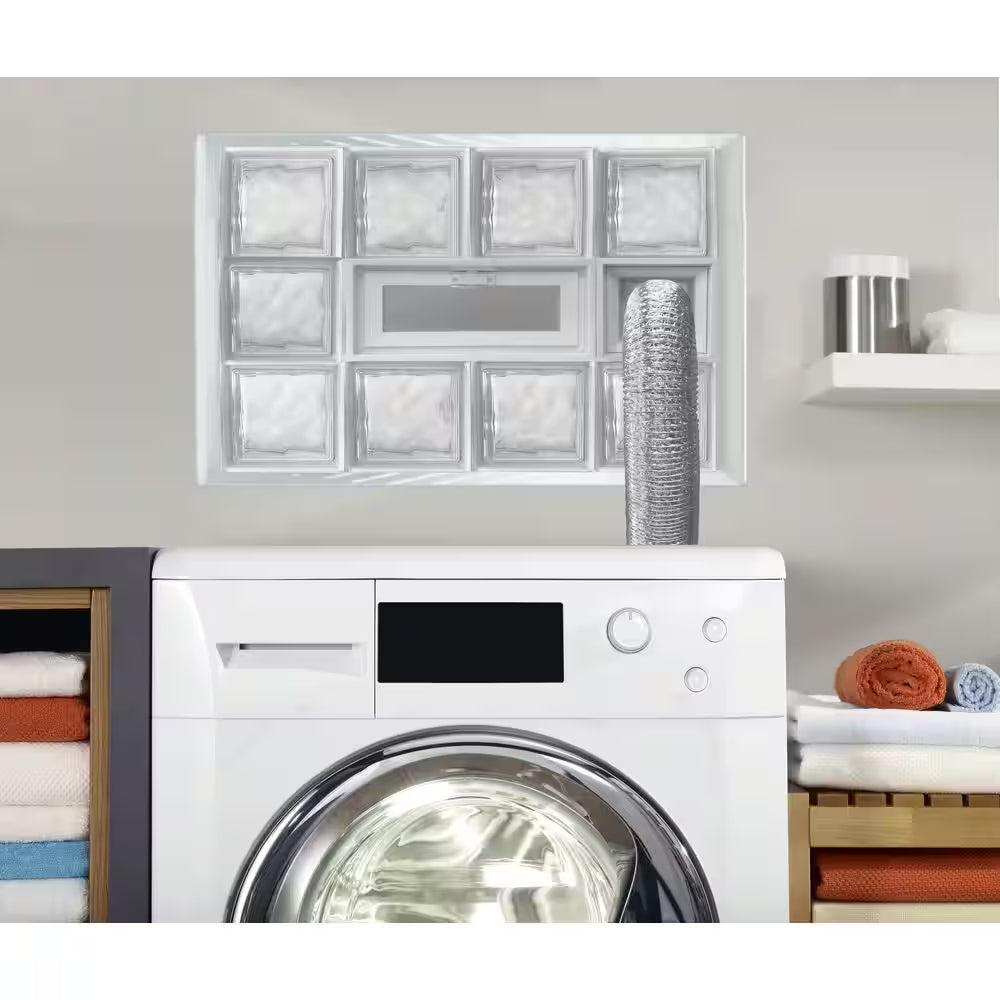 3 In. Thick Series 16 In. X 8 In. X 3 In. Hopper Vent for Glass Block Windows (Actual 15.5 X 7.75 X 3.12 In.)