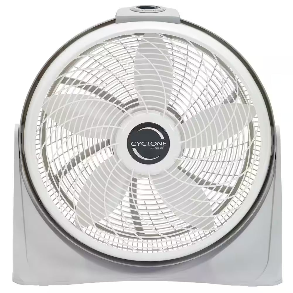 Cyclone 20 In. 3 Speed Air Circulator Floor Fan for Home in White with Wall Mount Option, 90° Pivoting Head and Handle