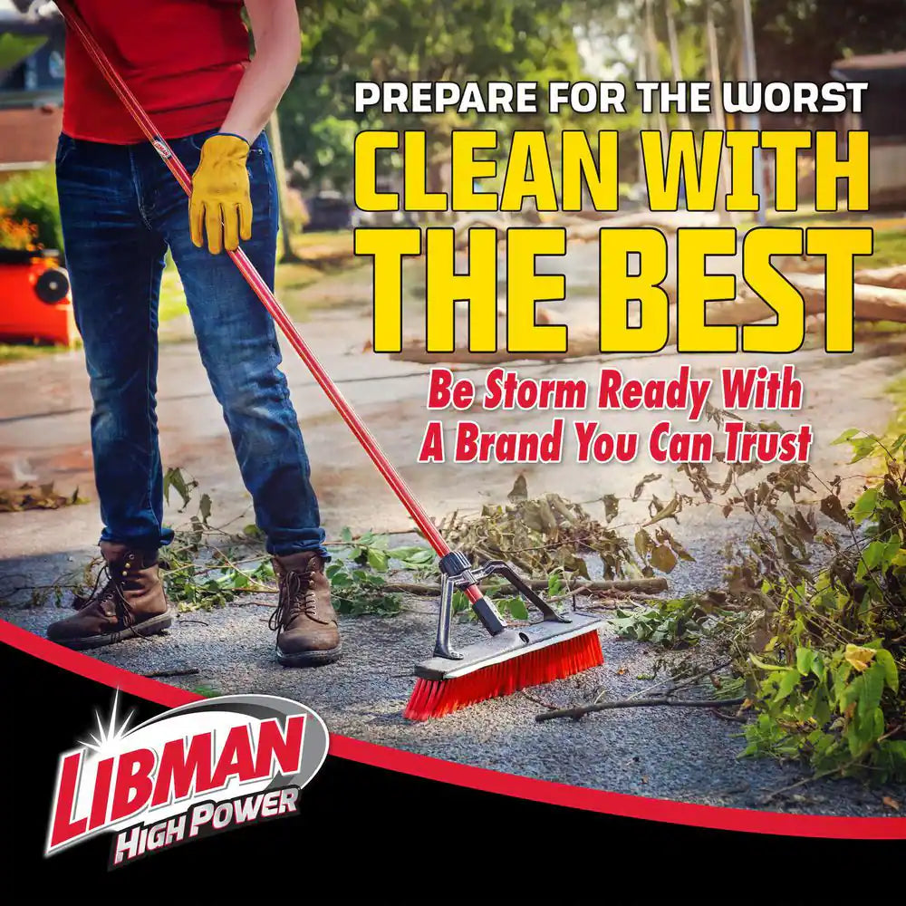 24 In. High Power Heavy-Duty Multi-Surface Squeegee Push Broom with Brace and Steel Handle