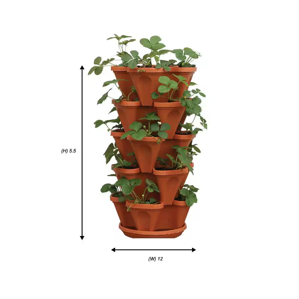 12 In. X 5.5 In. Terracotta Plastic Vertical Stackable Planter (5-Pack)