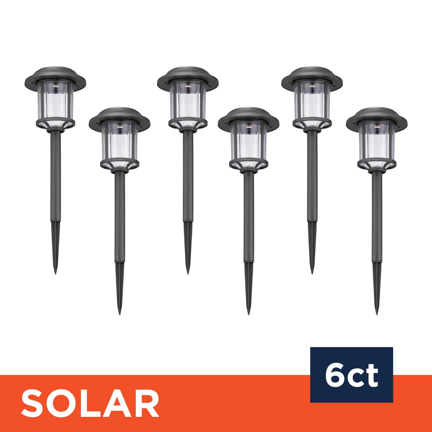 6 -Pack 10 -Lumens Matte Black Solar LED Outdoor Path Light Kit with Dusk-To-Dawn Sensor 3000-K