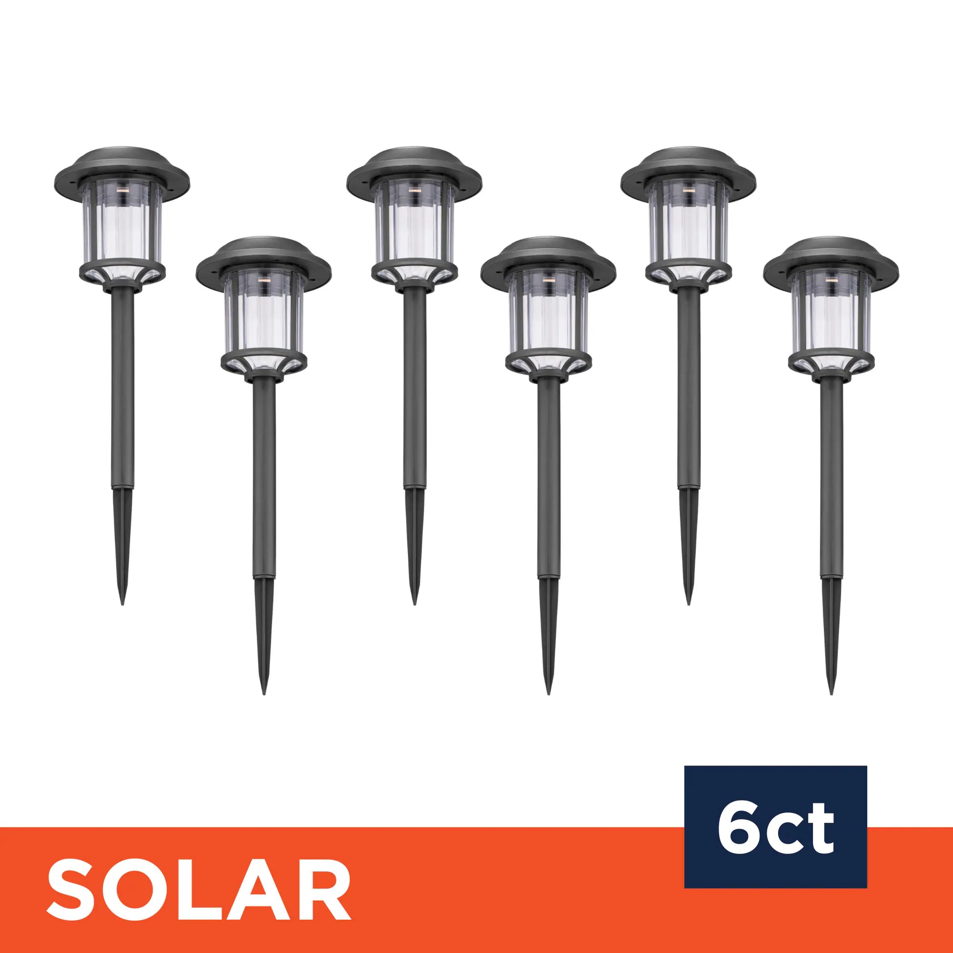 6 -Pack 10 -Lumens Matte Black Solar LED Outdoor Path Light Kit with Dusk-To-Dawn Sensor 3000-K