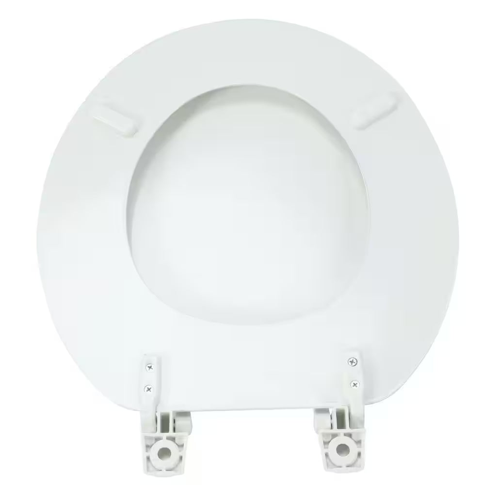 Round Enameled Wood Toilet Seat in White