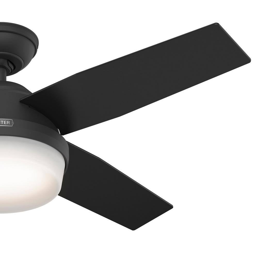 Dempsey 44 In. Indoor Matte Black Ceiling Fan with Remote and Light Kit Included