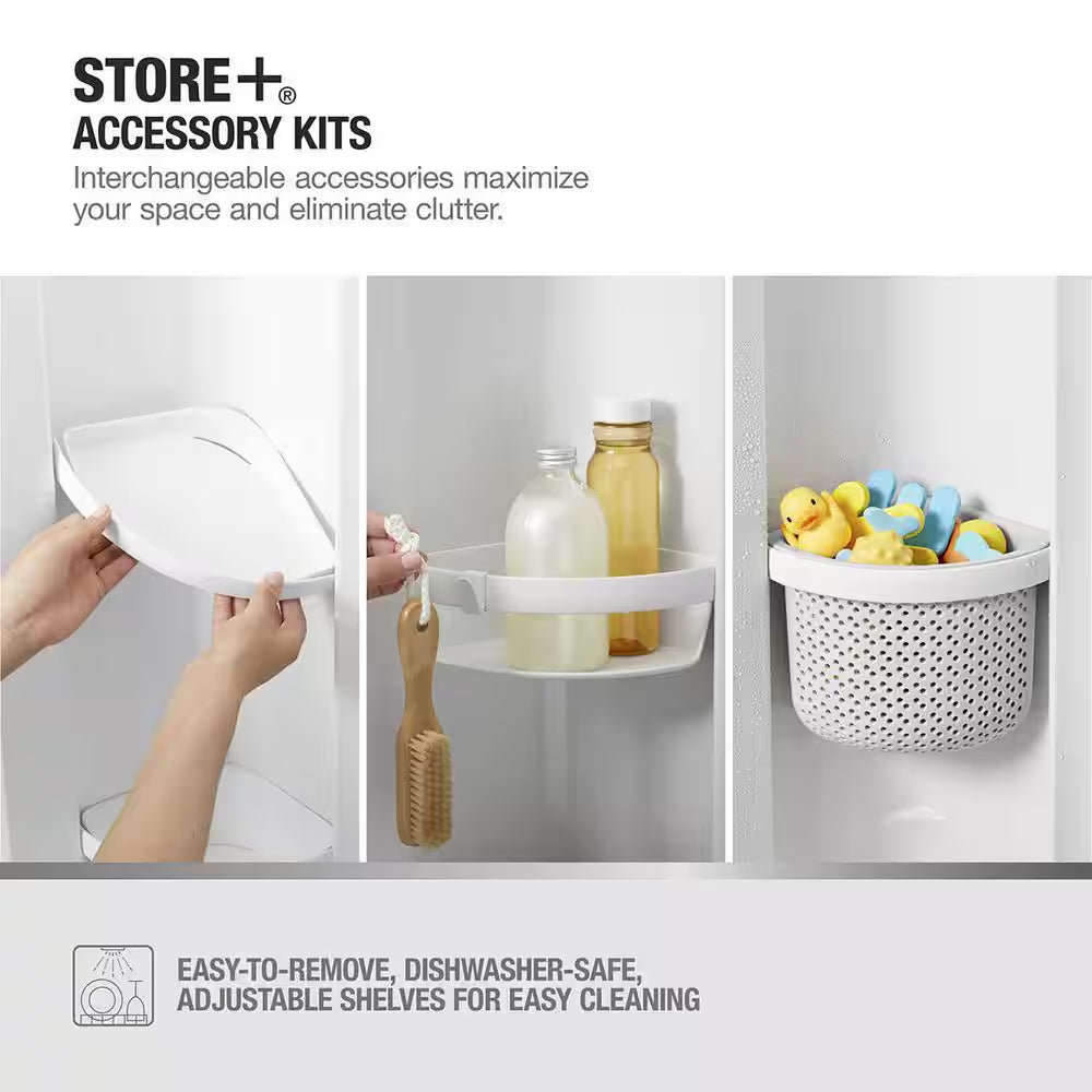 STORE+ 36 In. X 76 In. 1-Piece Direct-To-Stud Alcove Shower Back Wall in White