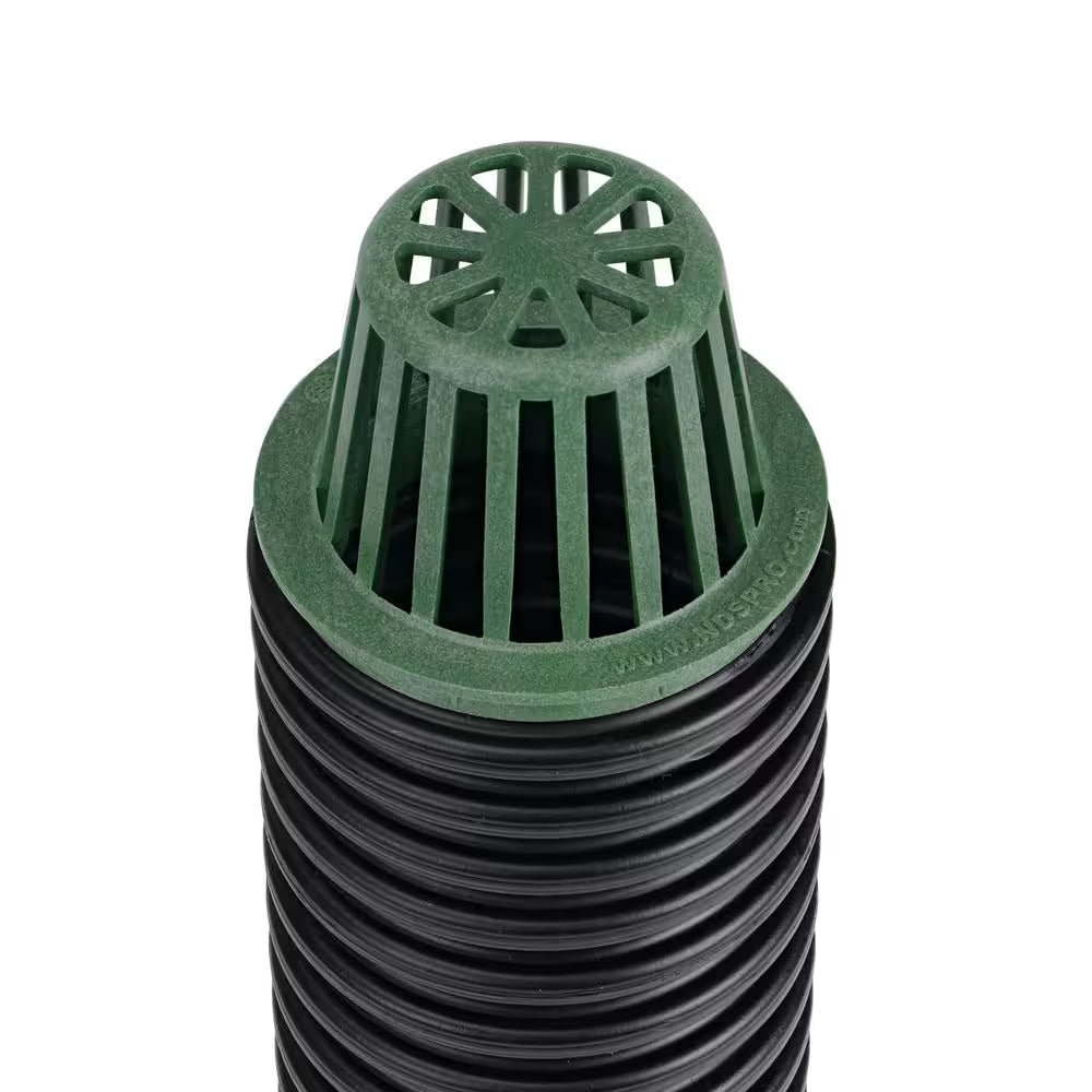 4 In. Plastic round Atrium Drainage Grate in Green
