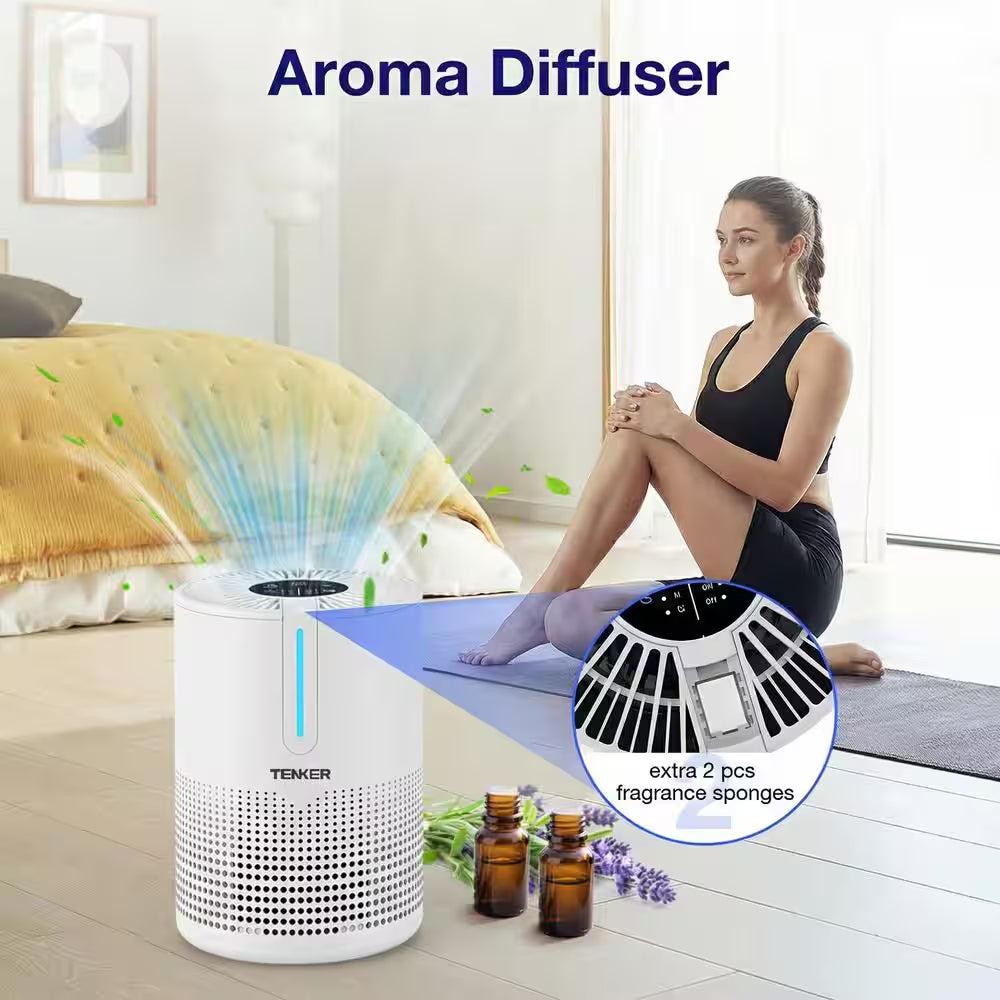 Tabletop Air Purifier for Home Large Room up to 430 Sq. Ft. with H13 True HEPA Air Filter, White