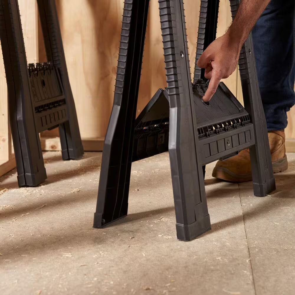 4 In. W X 32 In. H Plastic Folding Sawhorse (2 Pack)