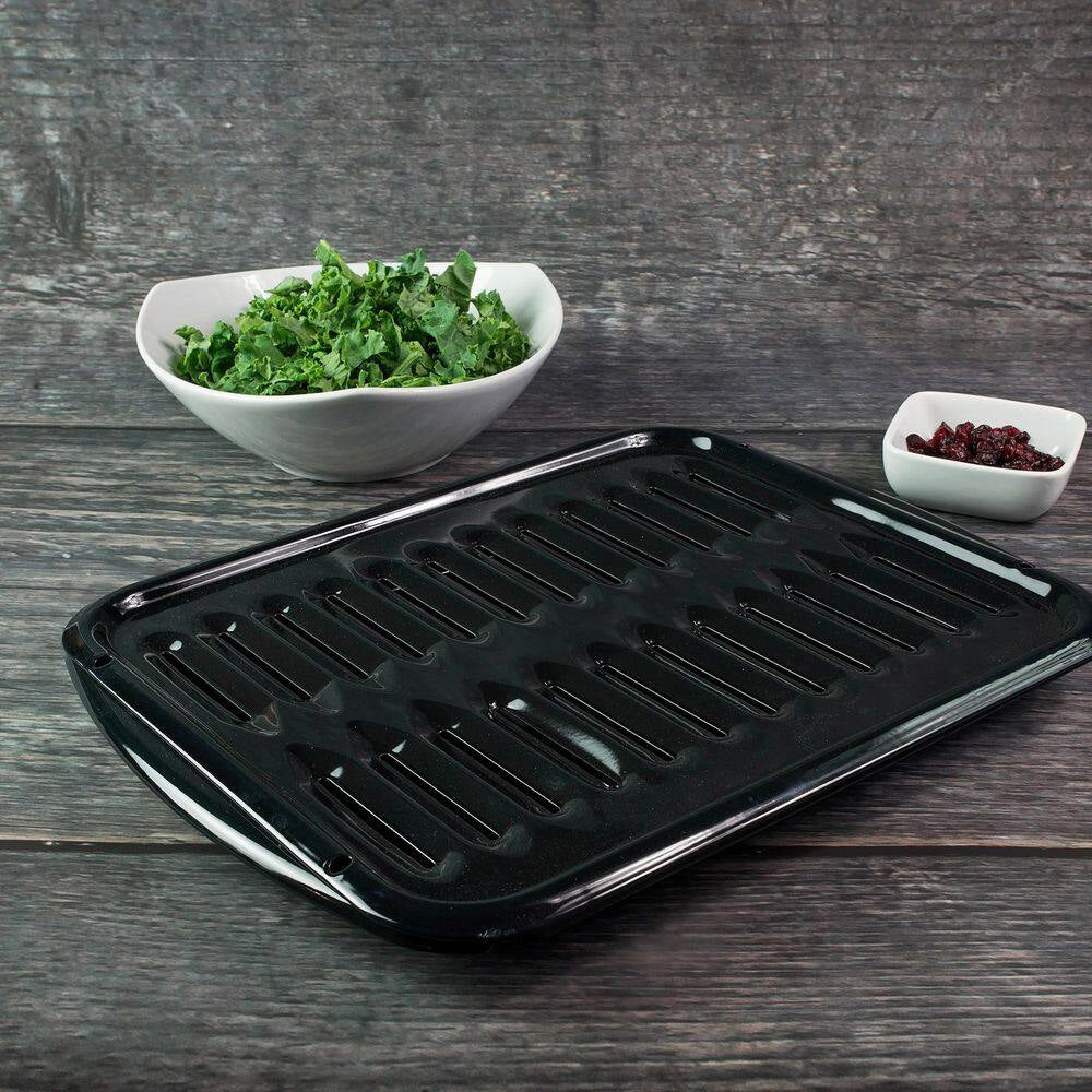 2-Piece Porcelain Broiler Pan in Black