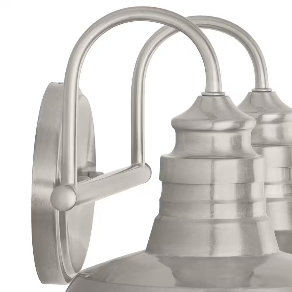 Elmcroft 18.25 In. 2-Light Brushed Nickel Farmhouse Vanity with Metal Shades