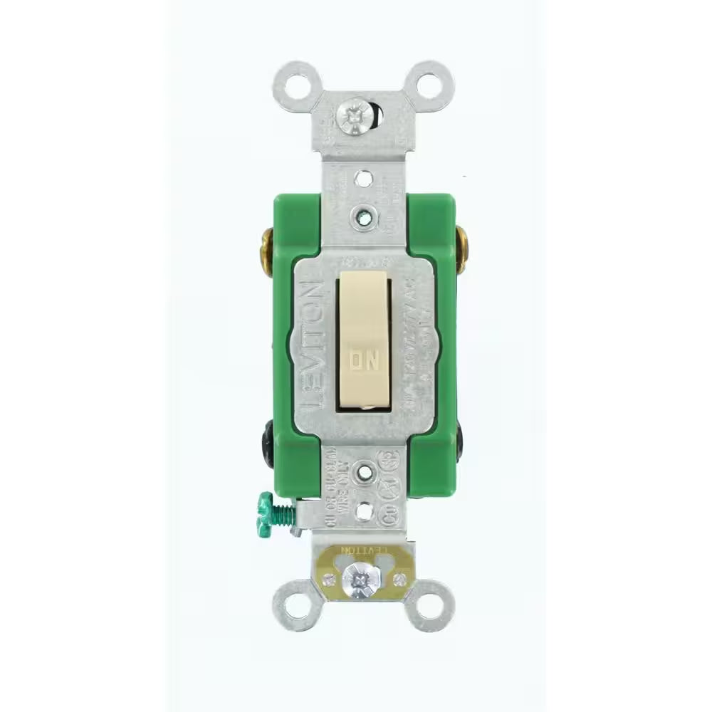 30 Amp Industrial Grade Heavy Duty Double-Pole Toggle Switch, Ivory 3032-2I
