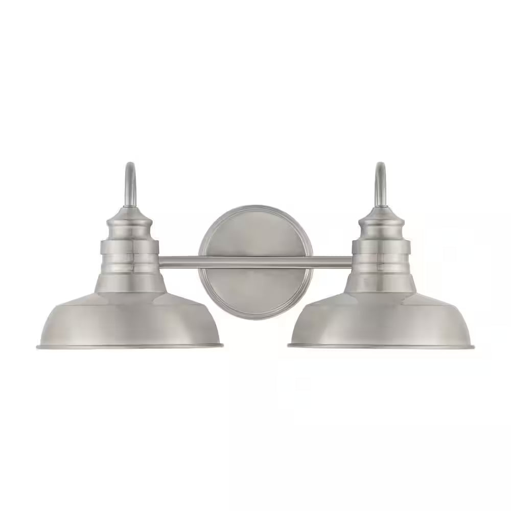 Elmcroft 18.25 In. 2-Light Brushed Nickel Farmhouse Vanity with Metal Shades
