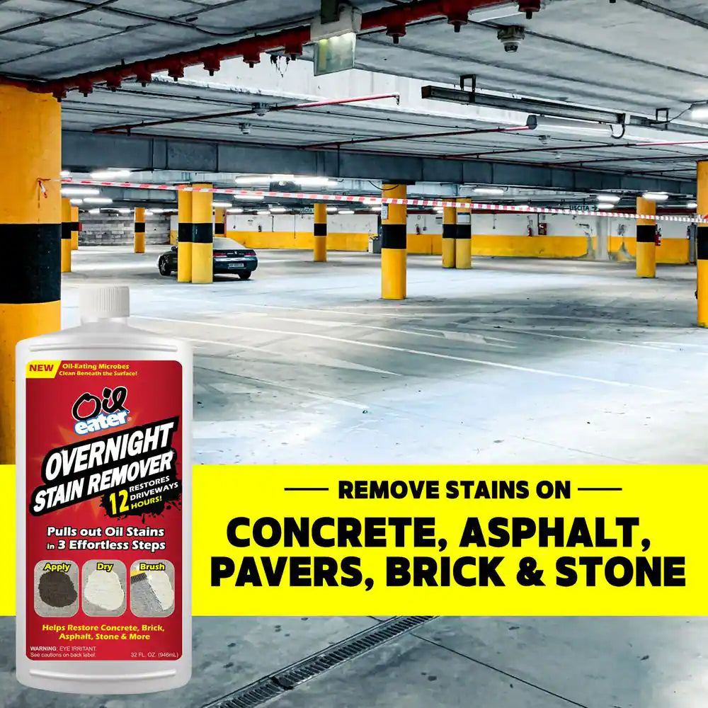 32 Oz. Overnight Stain Remover for Cleaning Oil Stains on Concrete, Driveway, Pavers and Garage Floors (1-Pack)