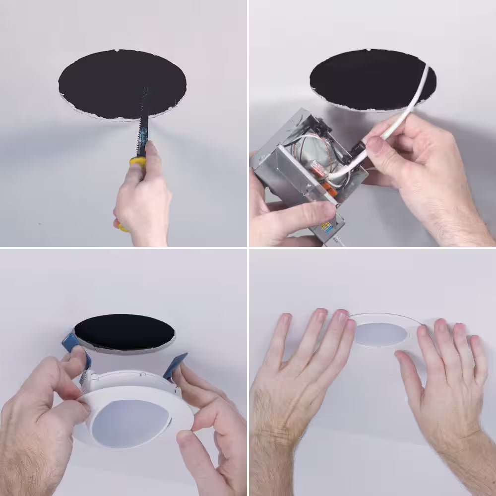 HLA 4 In. Color Selectable (2700K-5000K) Canless Recessed Narrow Beam Adjustable Gimbal Trim Integrated LED Kit