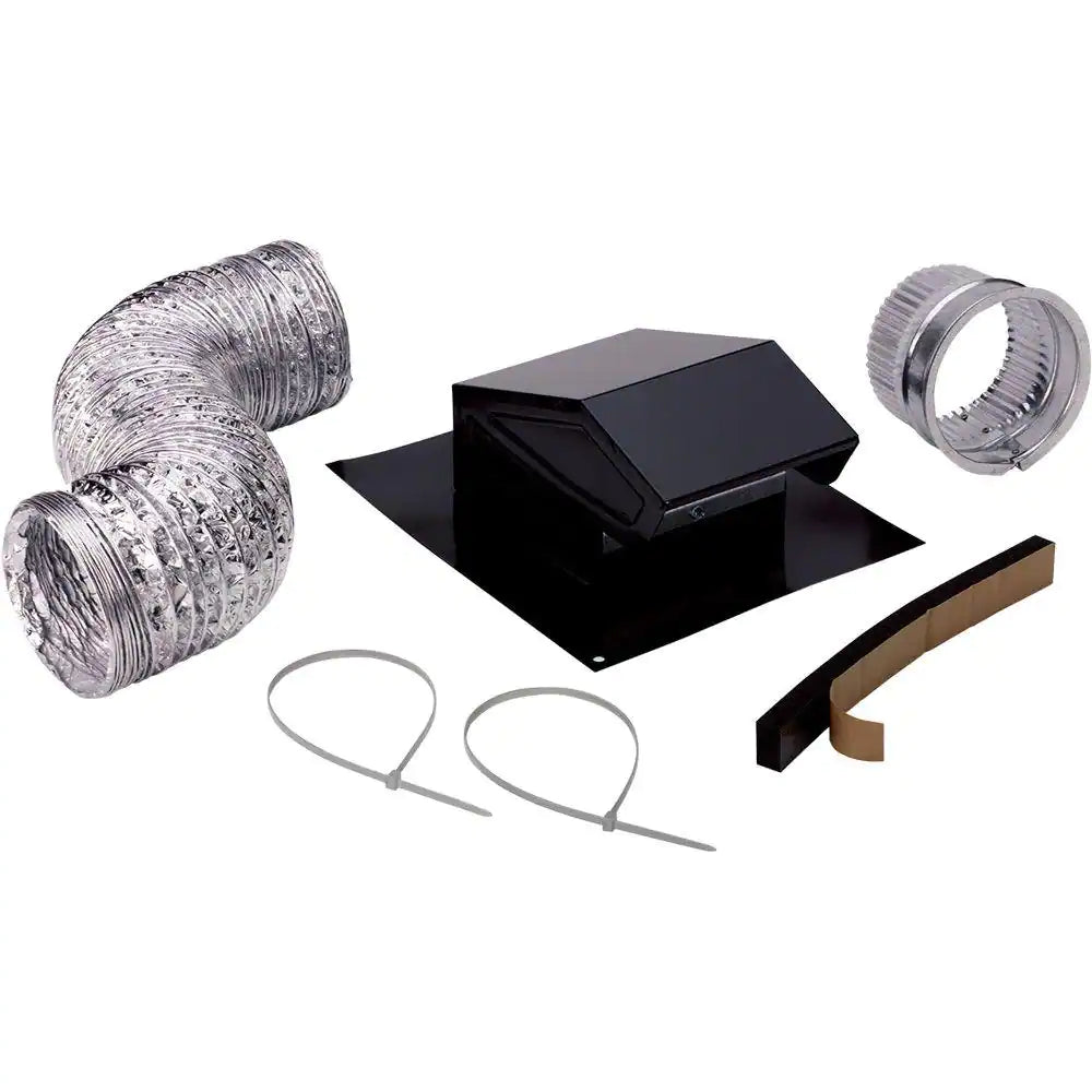 3 In. to 4 In. Roof Vent Kit for round Duct Steel in Black