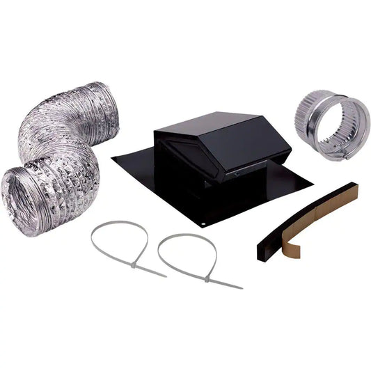 3 In. to 4 In. Roof Vent Kit for round Duct Steel in Black
