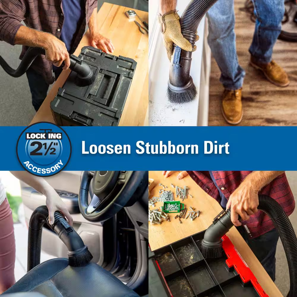 2-1/2 In. LA2501 Locking Dusting Brush Accessory Shop Vacuum Attachment for  Wet Dry Vacs Hoses and Wands