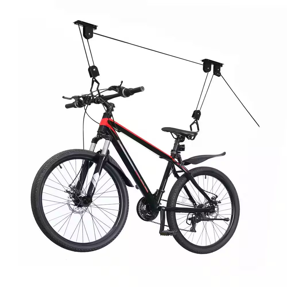 Black 1-Bike Heavy Duty Hoist Garage Bike Rack