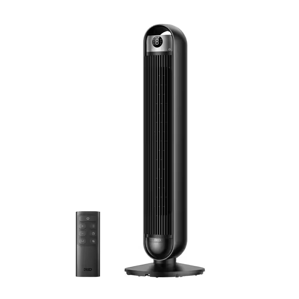 Nomad 36 In. 6 Fan Speeds Tower Fan in Black with Quiet DC Motor, Remote and 90° Oscillation
