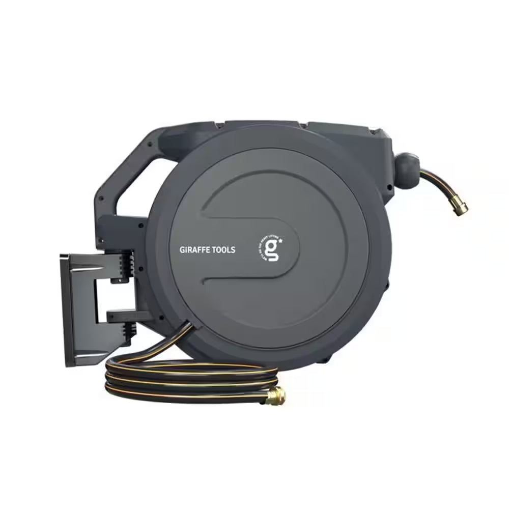 Garden Retractable Hose Reel-1/2 In.-78 Ft. Wall Mounted, Dark Grey, Metal Bracket