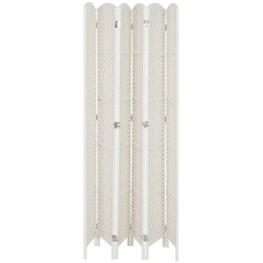 70.9 In. Room Divider, 6 Panels Folding Privacy Screen, Portable Wicker Weave Partition Wall Divider for Bedroom