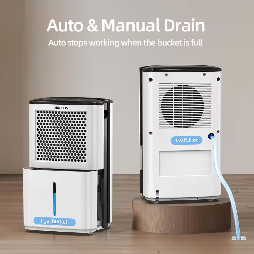 38 Pt. 2000 Sq. Ft. Portable Dehumidifier in White with 8.03 Pt. Bucket, Auto Defrost, Anionic Air Mode, 2-Fan Speeds