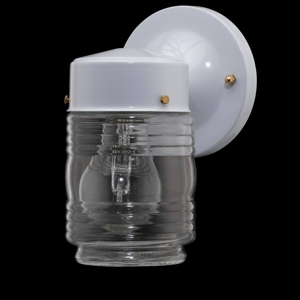 7.2 In. 1-Light Matte White Jelly Jar Outdoor Wall Lantern Sconce