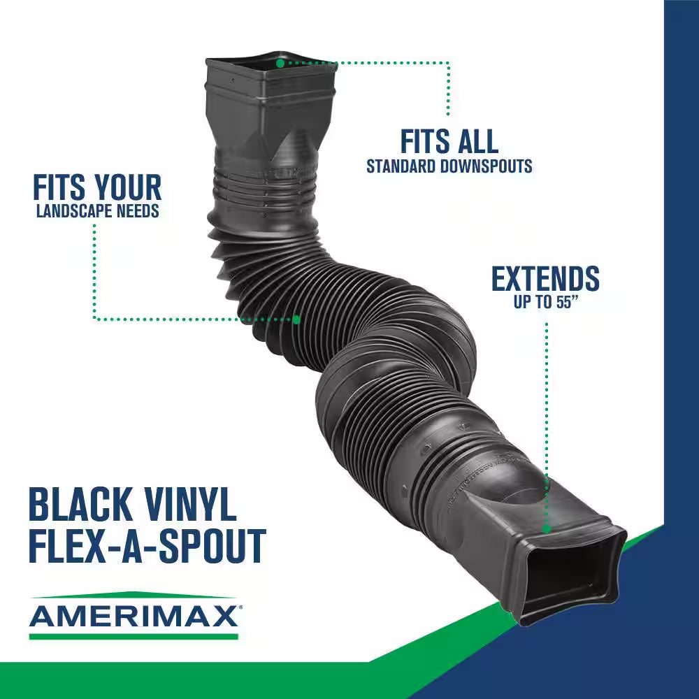 Flex a Spout 55 In. Black Vinyl Downspout Extension