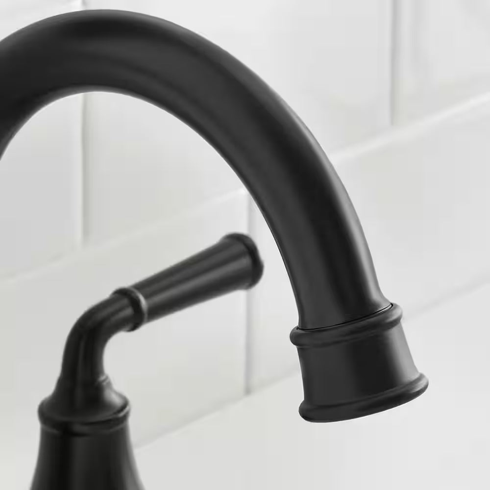 Dunston 4 In. Centerset Double Handle High-Arc Bathroom Faucet in Matte Black