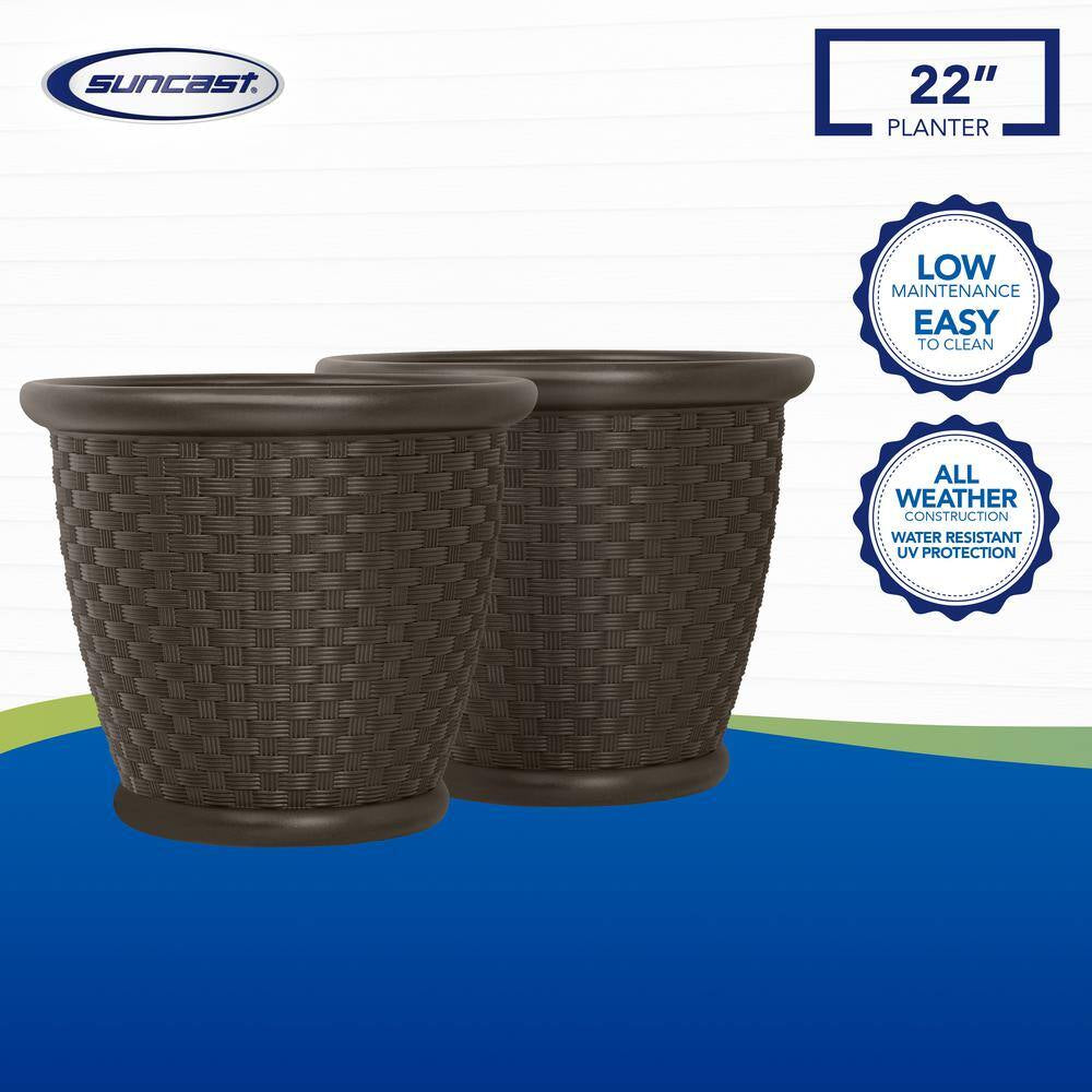 Sonora 22 In. round Java Blow Molded Plastic Planter (2-Pack)