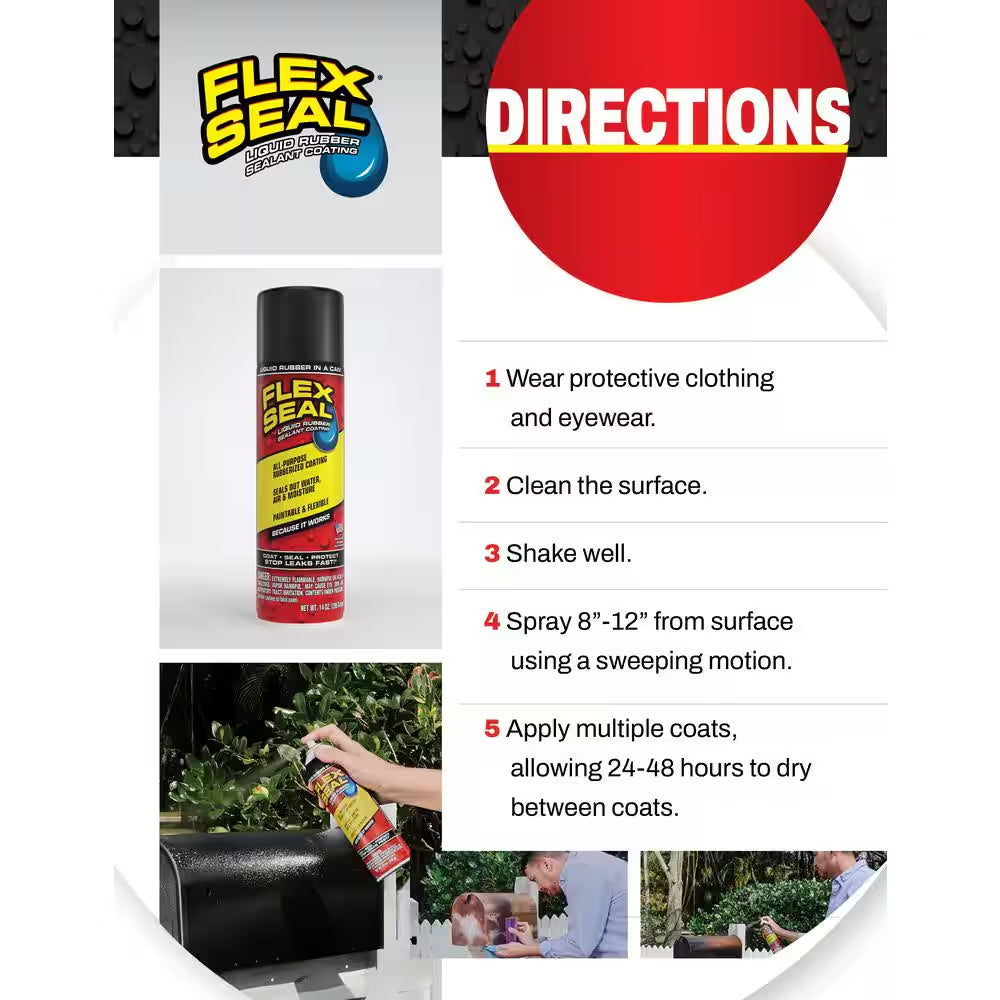 Flex Seal Black 14 Oz. Aerosol Liquid Rubber Sealant Coating Spray Paint