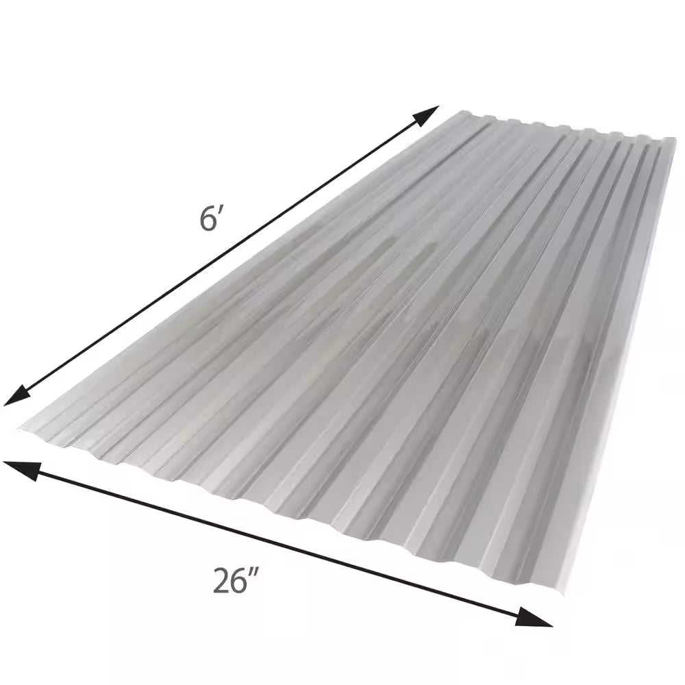 26 In. X 6 Ft. Corrugated Polycarbonate Roof Panel in Solar Control Silver