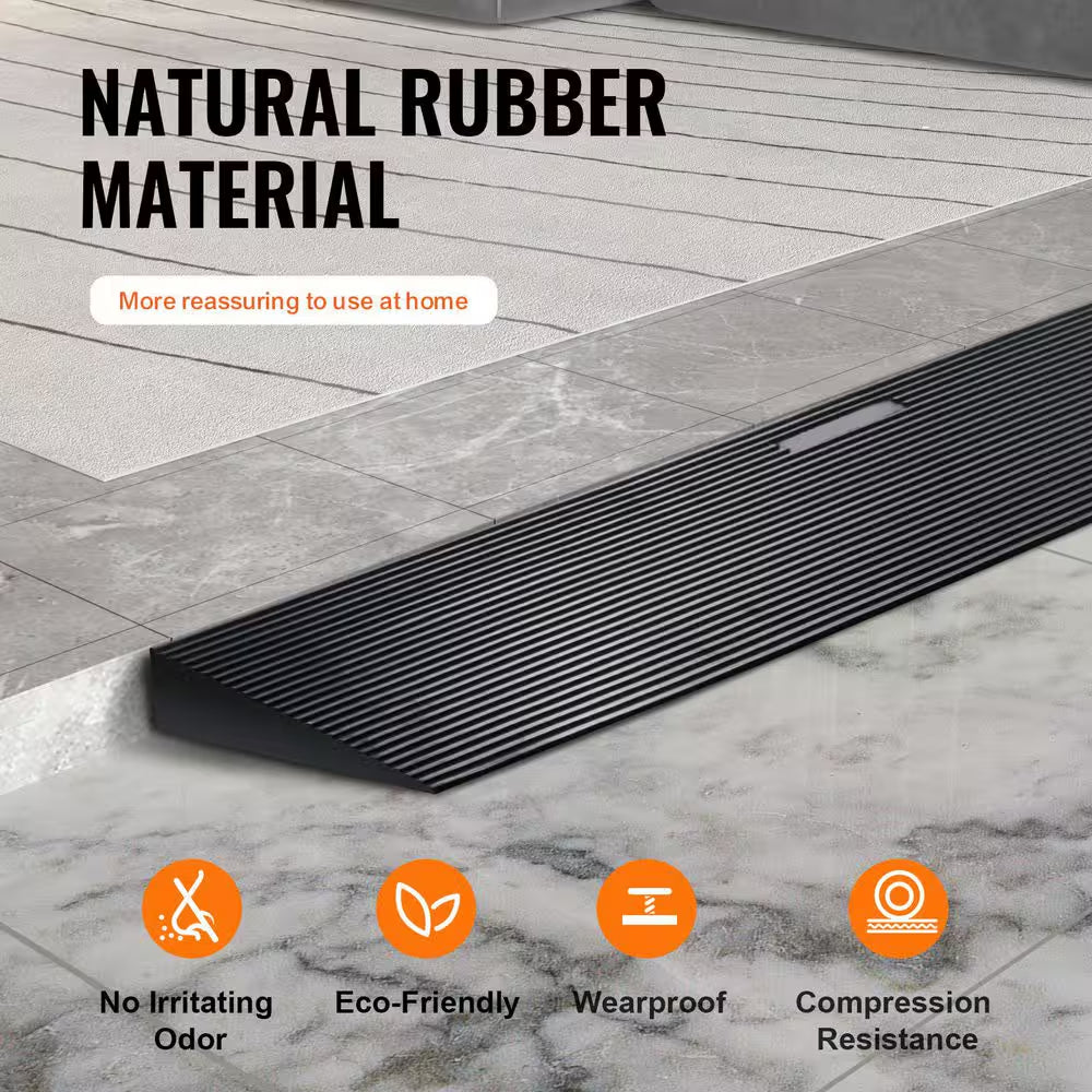 1.2 In. Rise Cuttable Threshold Ramp for Sweeping Robot, 35.4 In. Wide Natural Rubber Wheelchair Ramp, Non-Slip Ramp