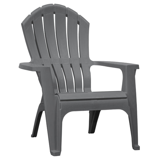PATIO Realcomfort Stackable Charcoal Resin Frame Stationary Adirondack Chair with Slat Seat