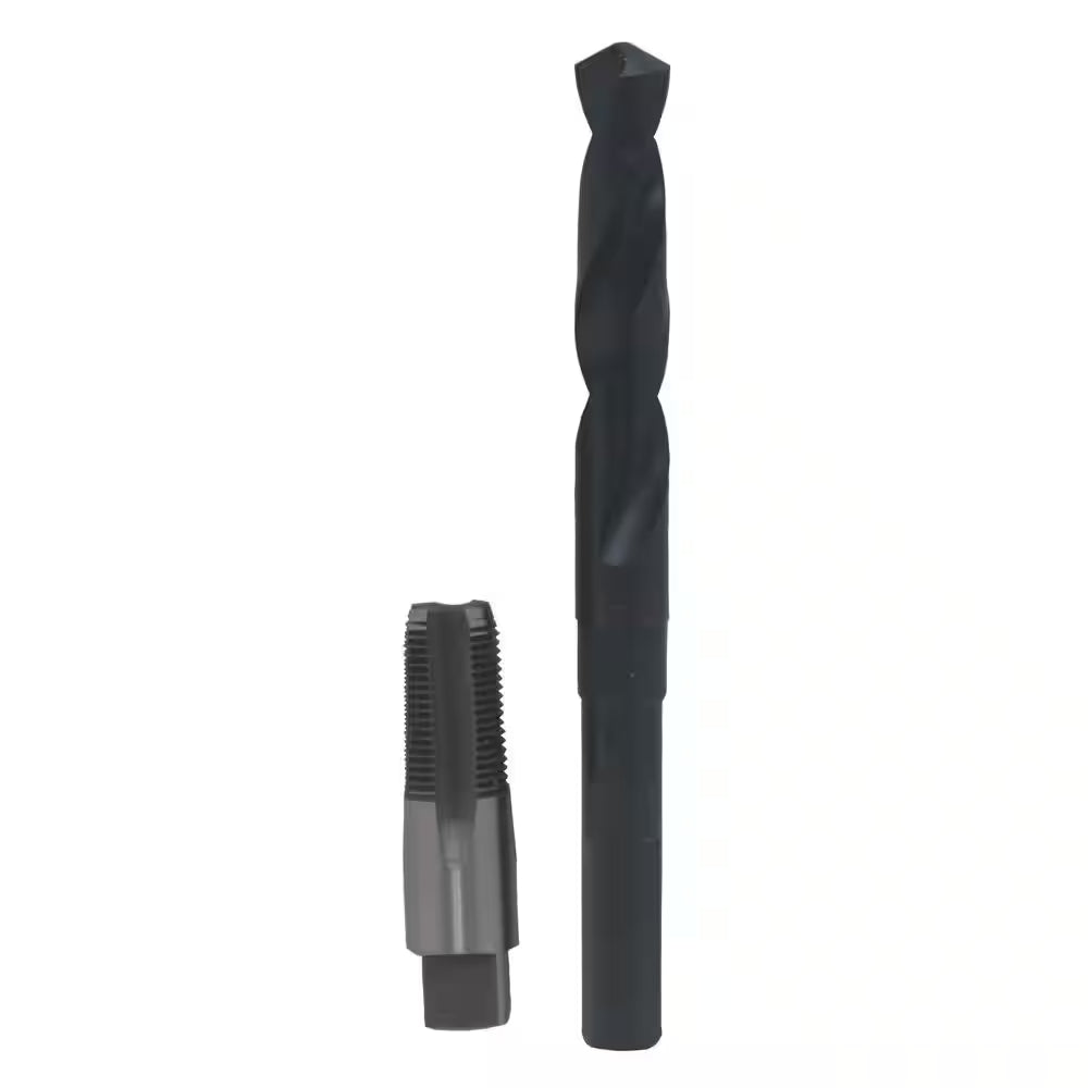 3/8 In. NPT Carbon Steel Pipe Tap and 37/64 In. Drill Bit Set in Clamshell Pack (2-Piece)