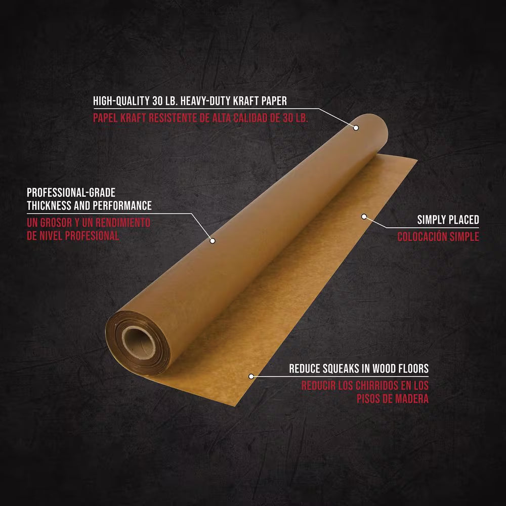 750 Sq. Ft. 3 Ft. X 250 Ft. X .009 In. 30 Lb. Waxed Paper Underlayment for Wood Flooring