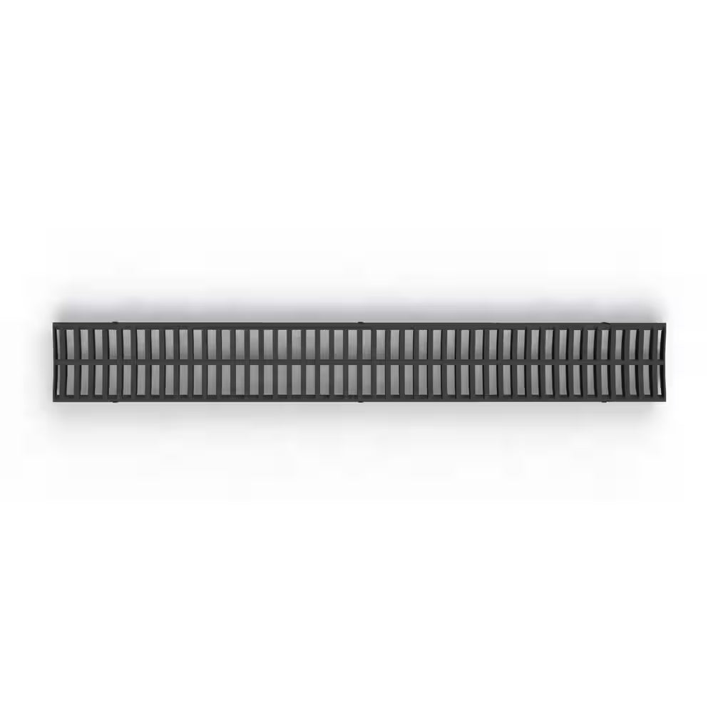 Deep Series 5.4 In. W X 5.4 In. D X 39.4 In. L Channel and Grate with Bottom Outlet with Black Grate