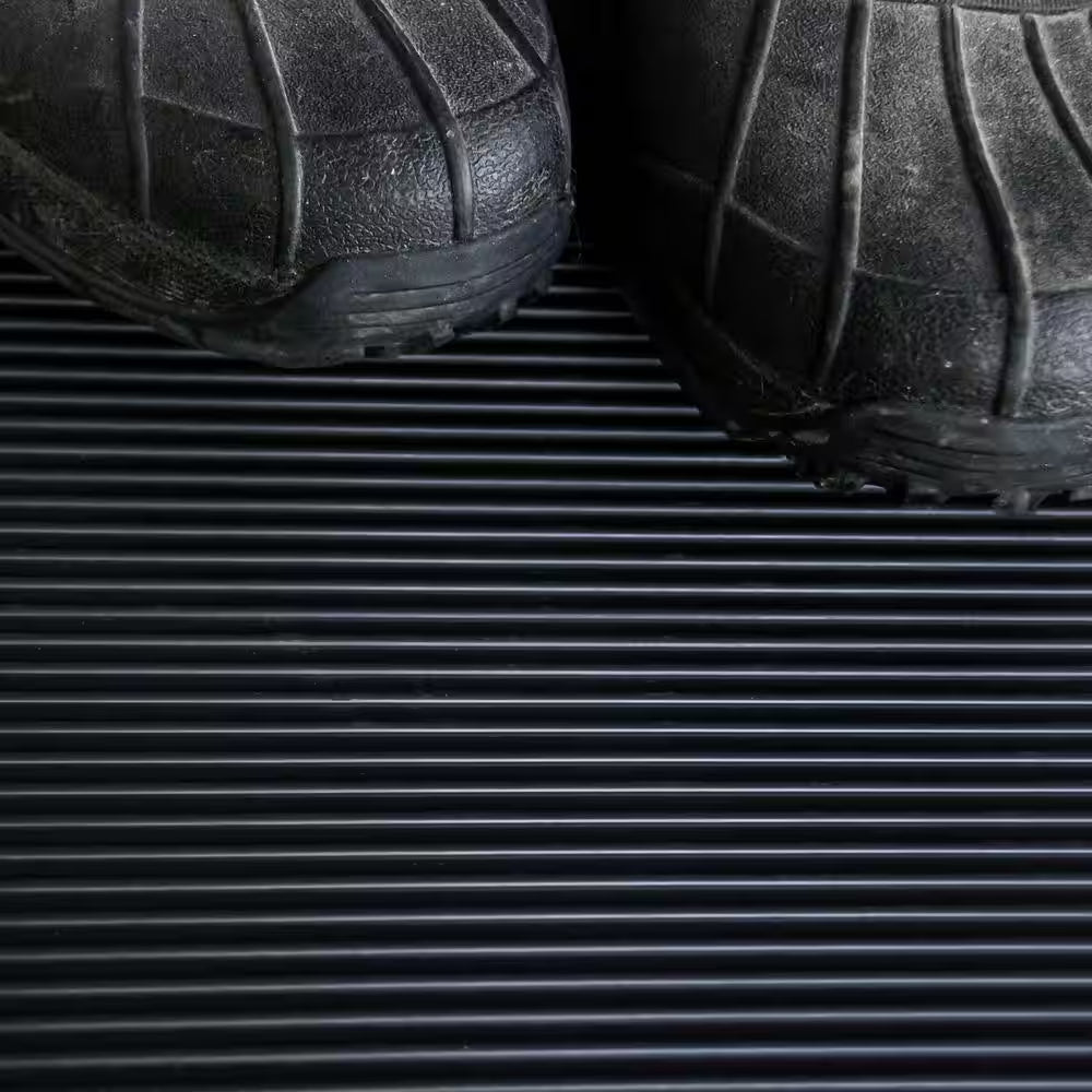 Black 24" X 10 Ft Vinyl round Rib Commercial Grade Matting