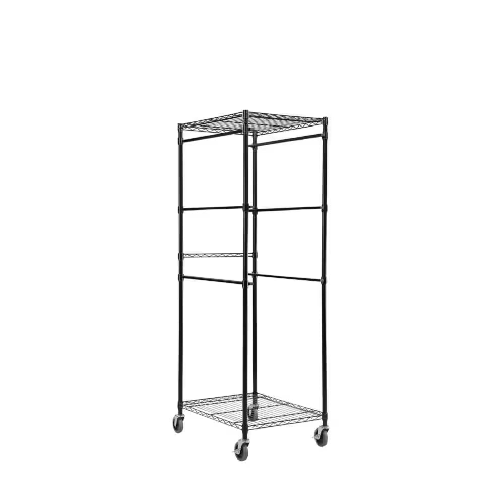 Steel Wire Garage Storage Bin Rack with Casters for 27 Gal. Tough Totes in Black (22 In. W X 69 In. H X 28.5 In. D)