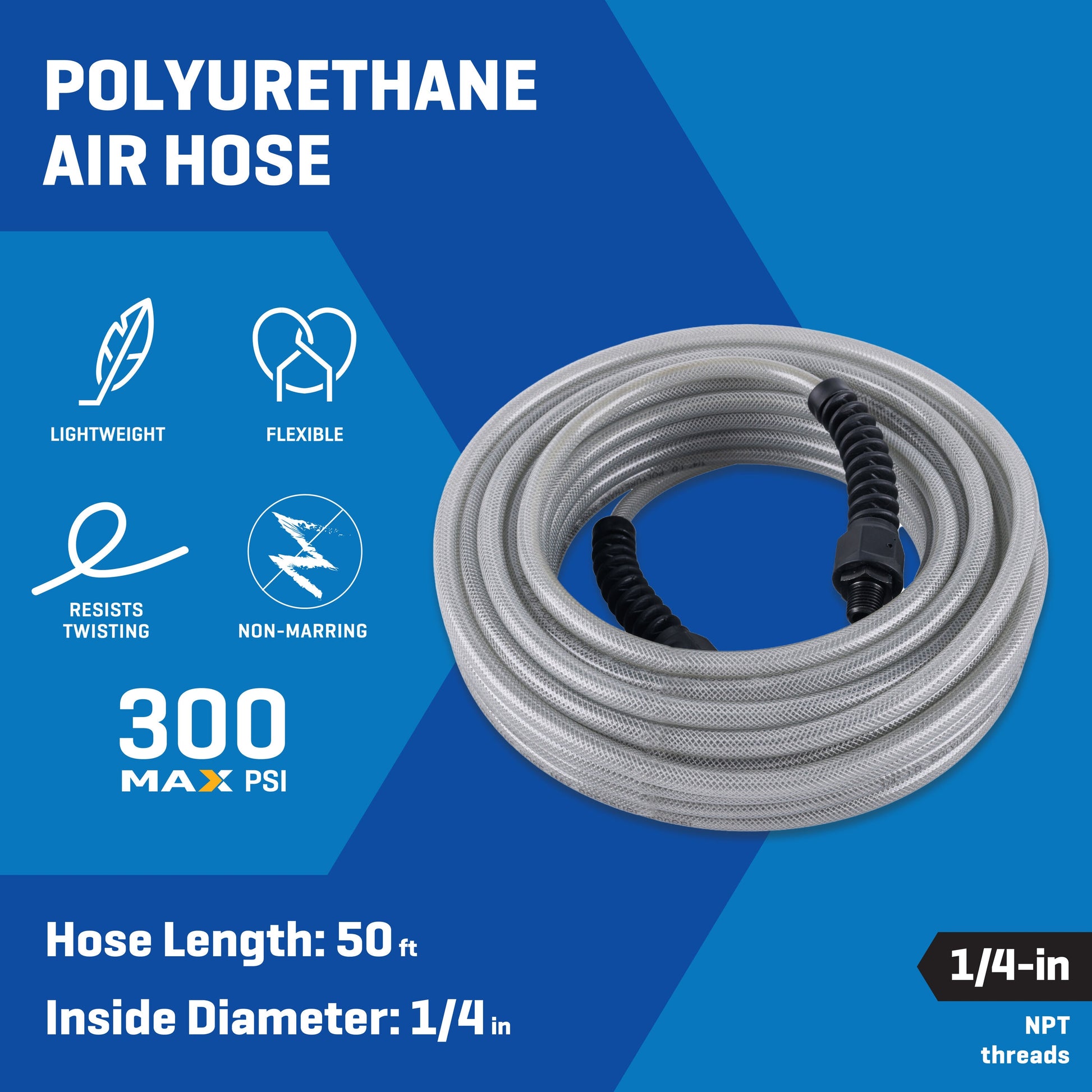 1/4-In X 50-Ft Field Repairable Polyurethane Air Hose