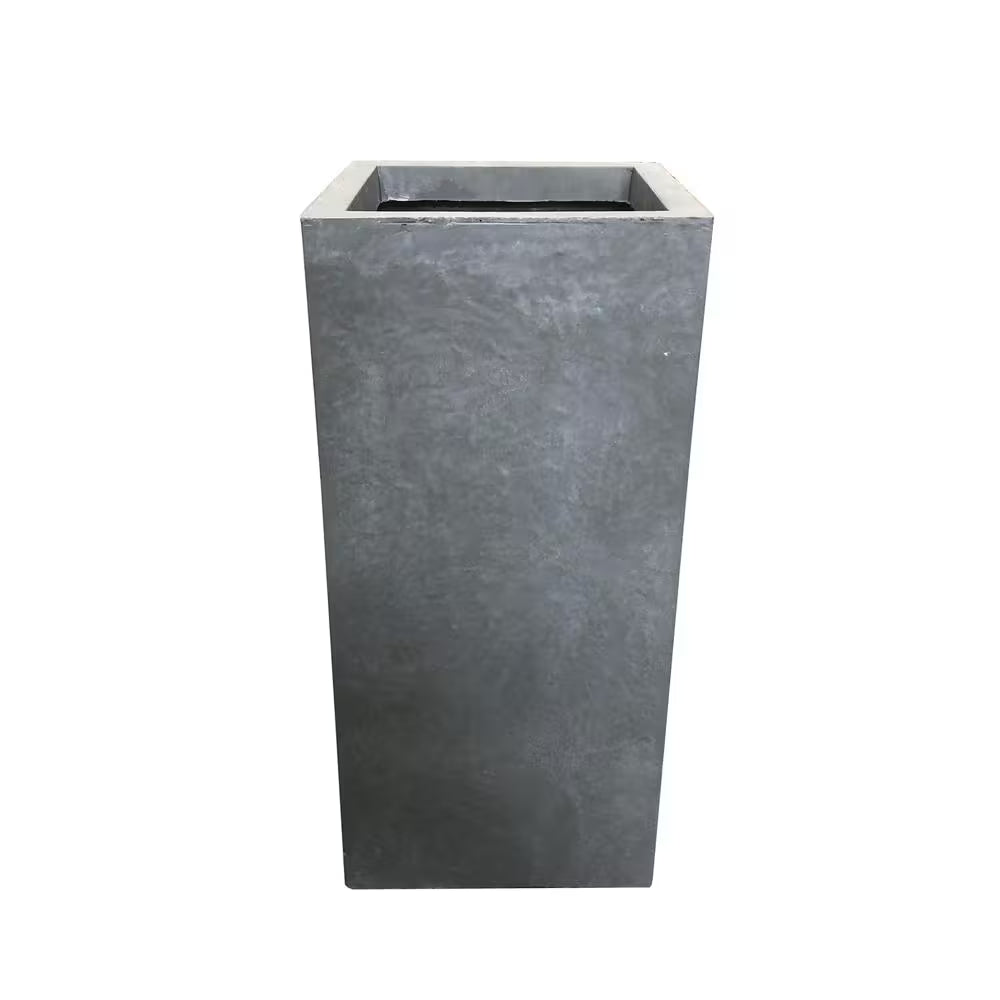20 In. Tall Slate Gray Lightweight Concrete Rectangle Modern Outdoor Planter